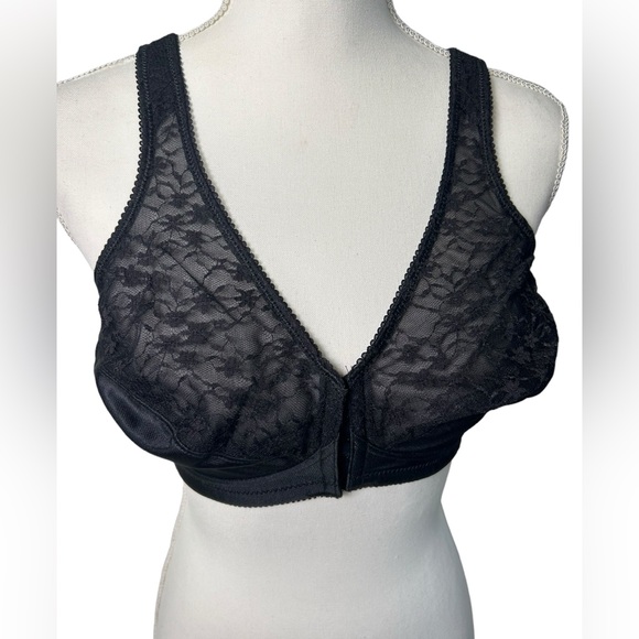 EXQUISITE FORM wirefree black lace front closure 36D posture bra NWOT - Picture 5 of 6